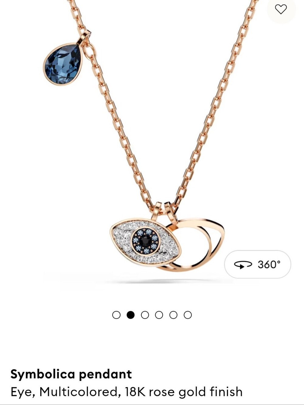 Swarovski Multicolored Evil Eye Pendant Necklace - Blue, Black, Clear, Rose Gold